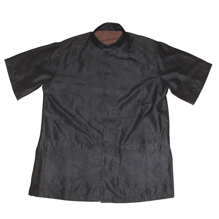 Black silk short sleeve men tang suit