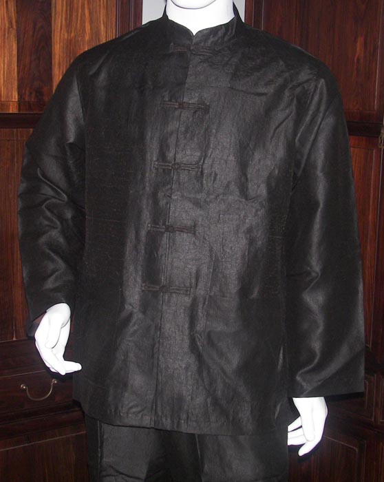 Black silk long sleeve men tang suit