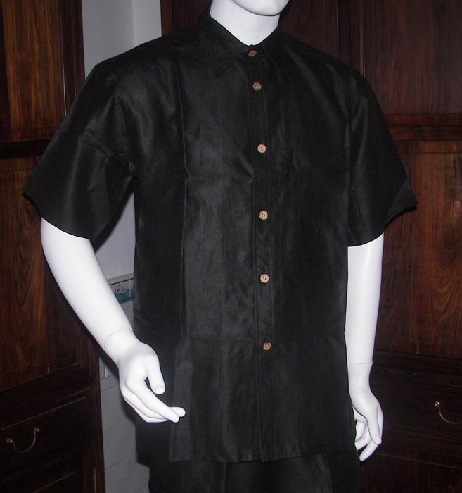 Silk men short sleeved shirt