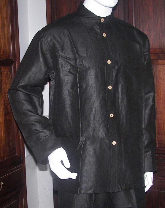 Black Silk mens long sleeve shirt