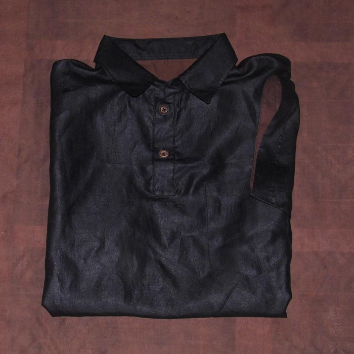 男式短袖莨绸香云纱POLO衫(圆领)
